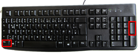 PC-Tastatur mit Einzeichnung der Tastenkombination zur Vergrößerung der Ansicht