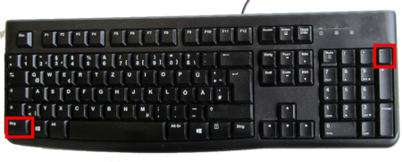 PC-Tastatur mit Einzeichnung der Tastenkombination zur Verkleinerung der Ansicht