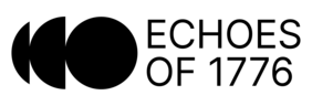 Logo der Reihe "Echoes of 1776" mit einem schwarzen Viertel-, einem Halb- und einem Kreis mit dem Titel in Versalien daneben.