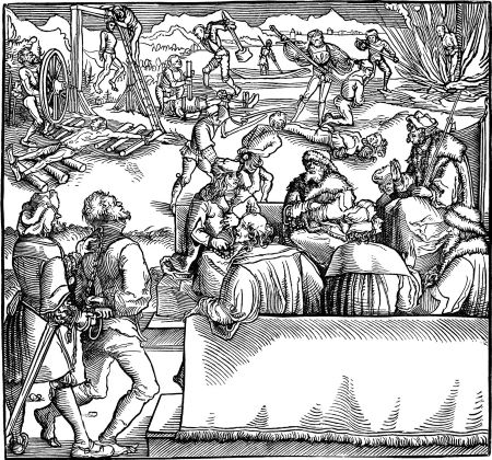 Abb.3: Hanz Weiditz, Gerichtsverfahren. Illustration in "Von der Artzney bayder Glück", von Francesco Petrarch (1532: Augsburg, Heynrich Steyner), fol. 162.